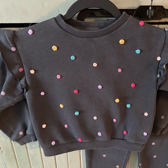 H&M Hand Embroidered Sweatshirt Set Colorful Roses - Picture 8 of 9